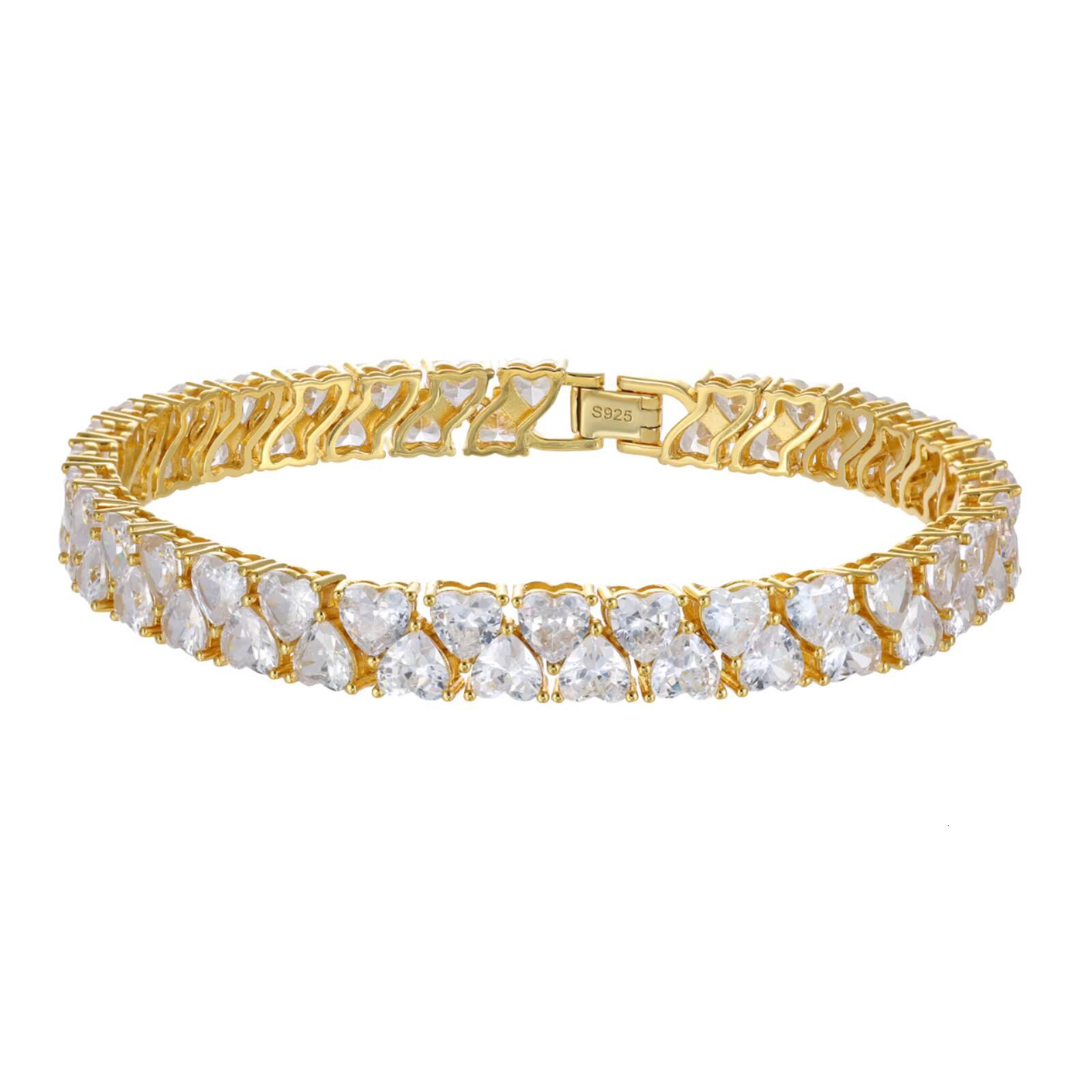 Fashion S925 Silver Tennis Bracelet 345mm Mossanite Natural Black Agate Onyx Clover Tennis Chain Gold Sterling Silver Jewelry