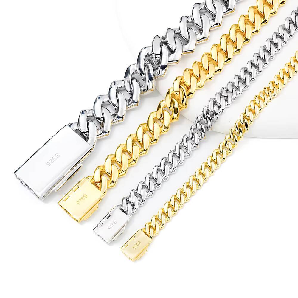 Sharp Cuban Link Chain SilverGold 6789 Bracelet GRA Certificated Iced Out Moissanite Bling Diamond Cuban Link Chains