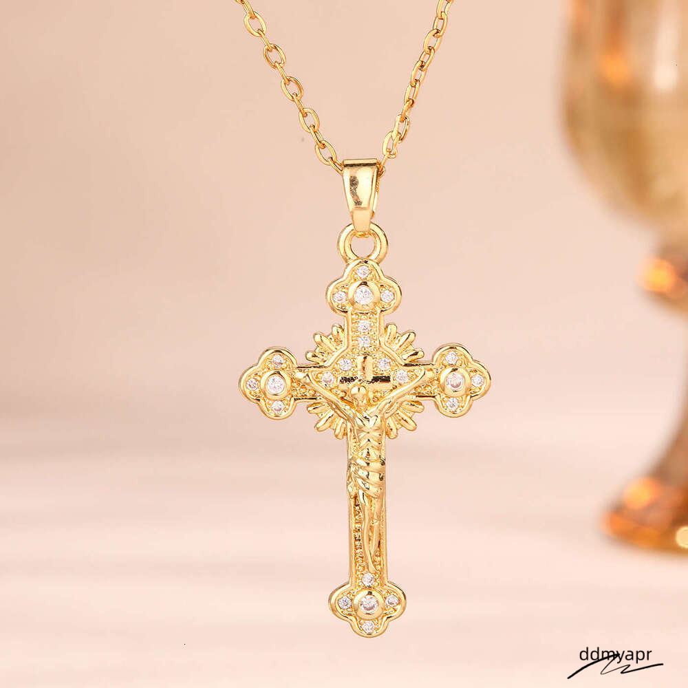 Collections Elegant Cross Pendant Necklace - Stainless Steel Dia-Cut Crucifix Chain Ddmyday For Women (45Cm+5Cm Adjustable) Ddmyday