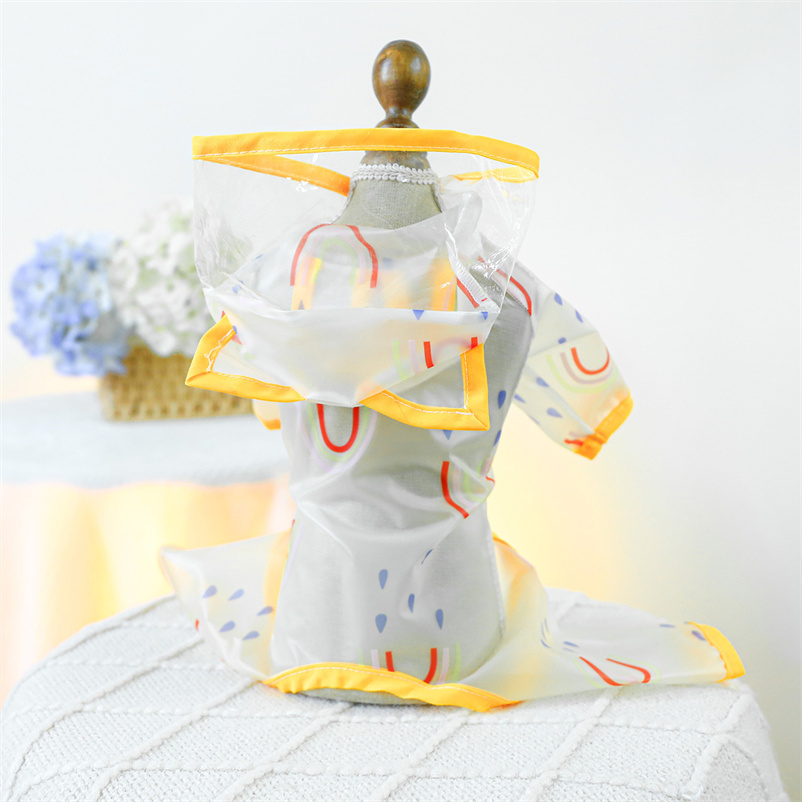 Cute Shape Dog Raincoat Puppy Rain Jacket Full Body with Hat Waterproof Dog Hooded Cloak