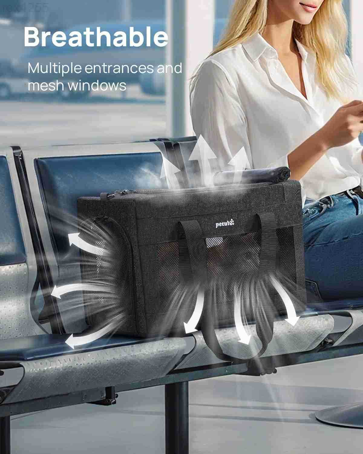 Approved Cat Carrier Pet Carrier SoftSided Portable Dog Carrier with Stable Structure TSA Approved Pet Carrier for Pets Less Than 12lbs Cat Carrier Ba