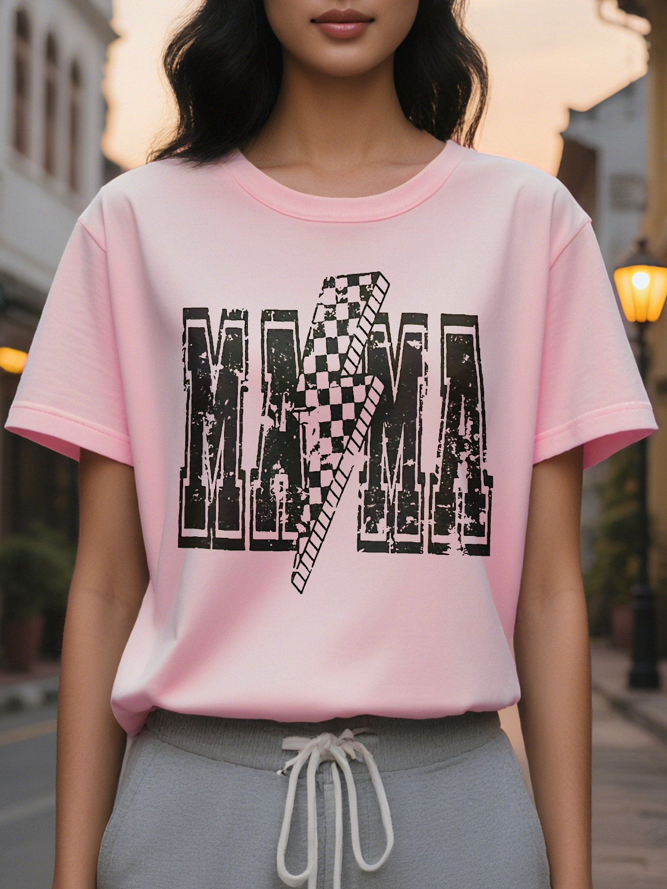 Large XL Tee Women's Casual MMA Graphic Print T-Shirt Bold Letter Design Relaxed Fit Round Neck Washable All Season Plus Size
