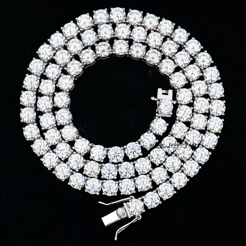 Gra Certified Jewelry 5mm 925 Silver Vvs Moissanite Diamond Cluster Tennis Chain Necklace for Men and Women Iced Out Link Chain