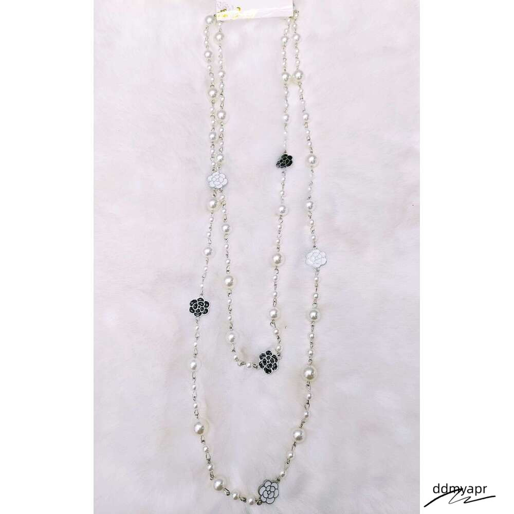 Nk-123 Oil Ddmyday Drip Rose Flower Style Pearl Layerable Long Sweater Chain Necklace Jewelry Wholesale Ddmyday