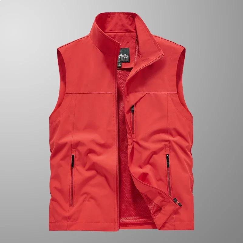 Summer Vest Mens Work Large Size Golf Sleeveless Jacket Tactical windbreaker Hunting Camping Fishing waterproof Coat Parka 250904