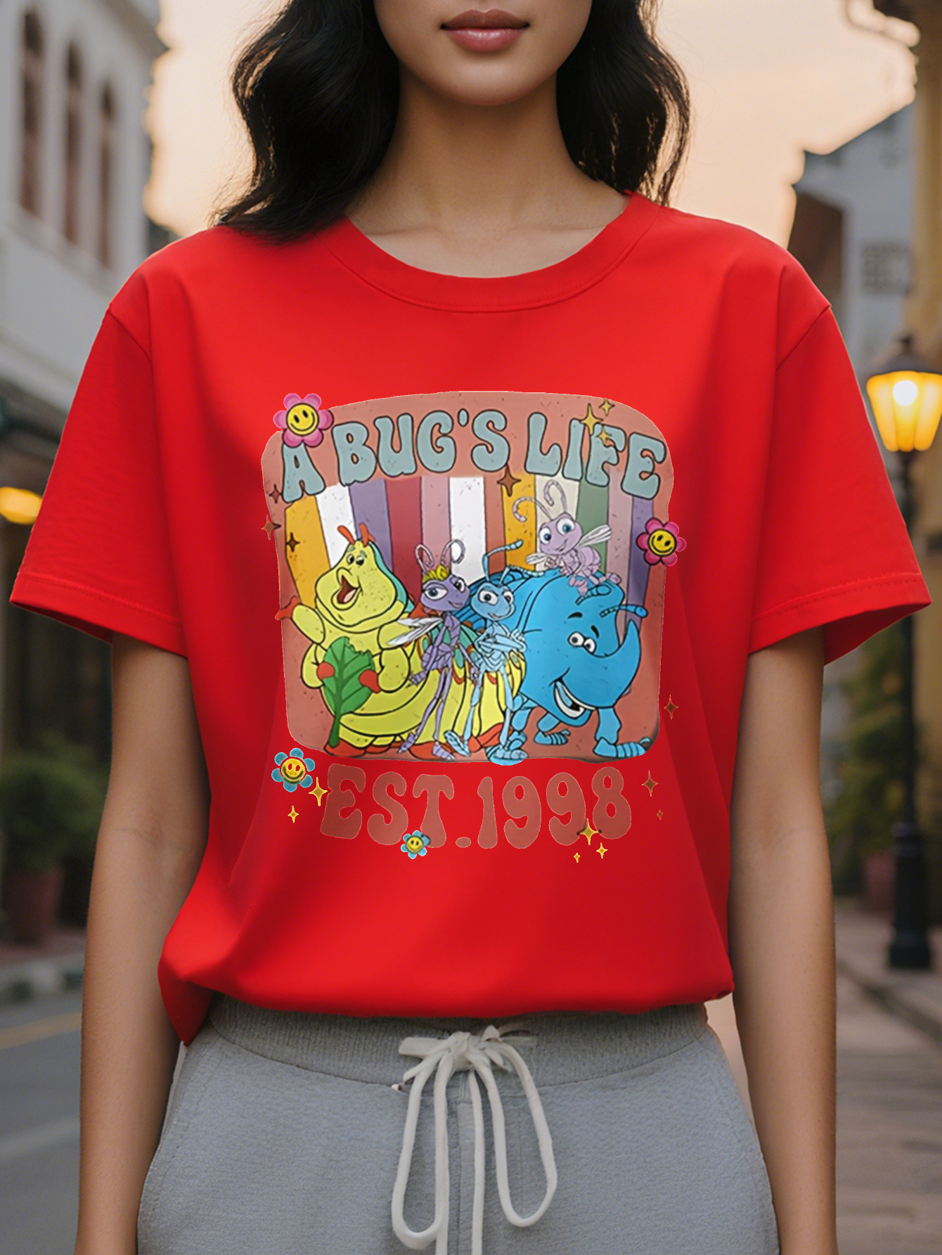 100% Cotton T-Shirt Women's Short Sleeve Round Neck Slim Fit New Fashion Spring Summer American Printed Pattern