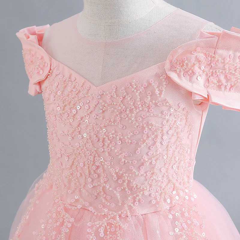 Flower Girl Dress Wedding Kids Tulle Princess Long Dresses Girls Dresses Lace Beaded Embroidery Festival Party Dress Z250904