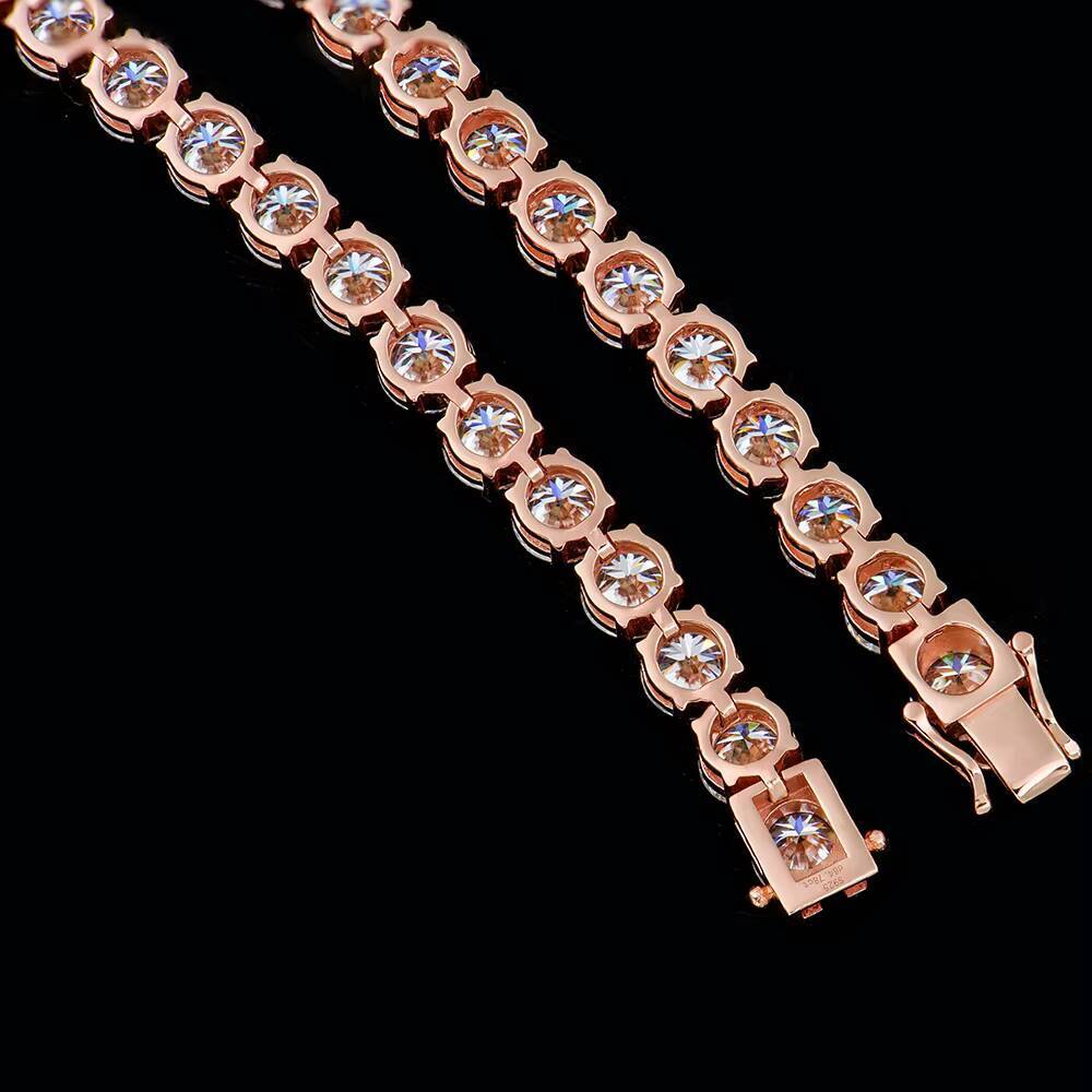 Rose Gold Plated Over S925 Necklace with SingleRow 6mm HipHop Moissanite Tennis Chain Simplicity Meets Elegance Classic Charm