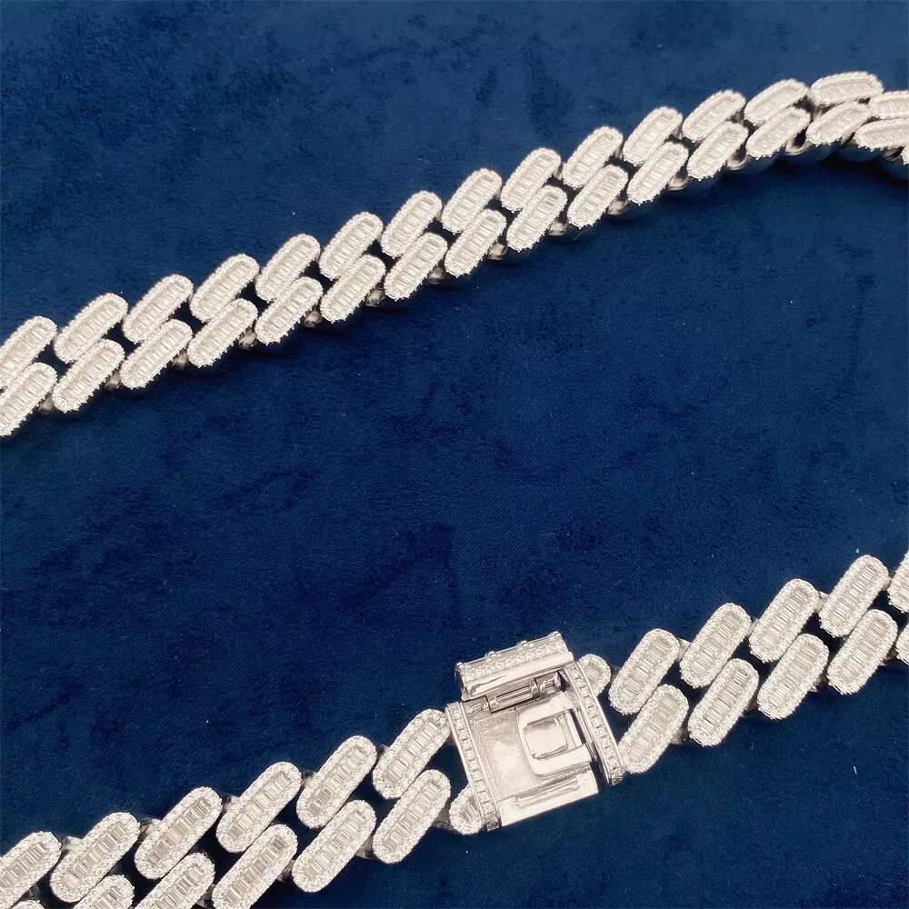 18mm Iced Heavy 925 Silver Moissanite Diamond Cuban Chain Luxury Unisex Fine Jewelry Gold Plated Tennis Bracelet Necklace Gift