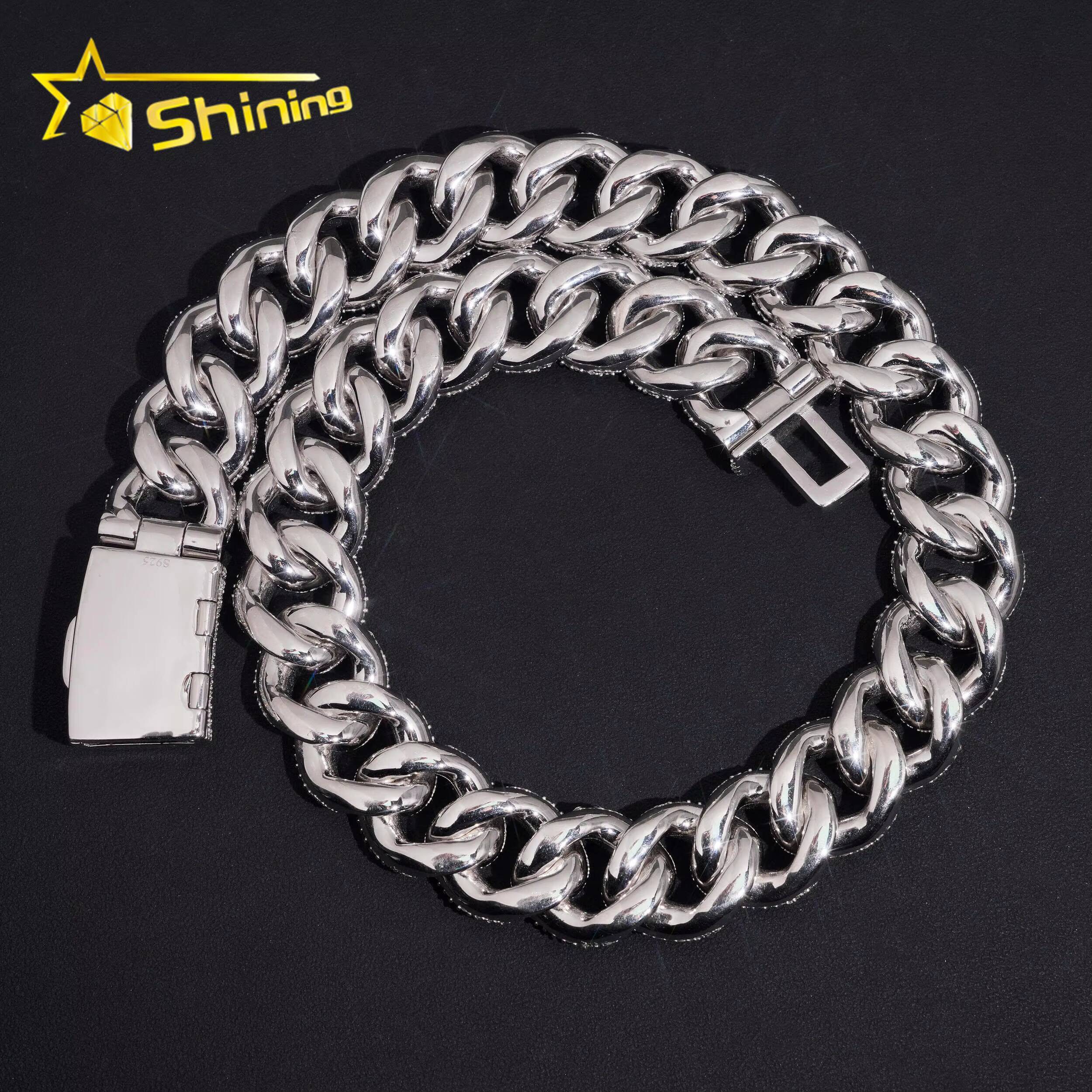 Luxury Big Size 23mm Cuban Link Chain 925 Sterling Silver Moissanite Hip Hop Jewelry Custom Moissanite Chain Cuban for Men