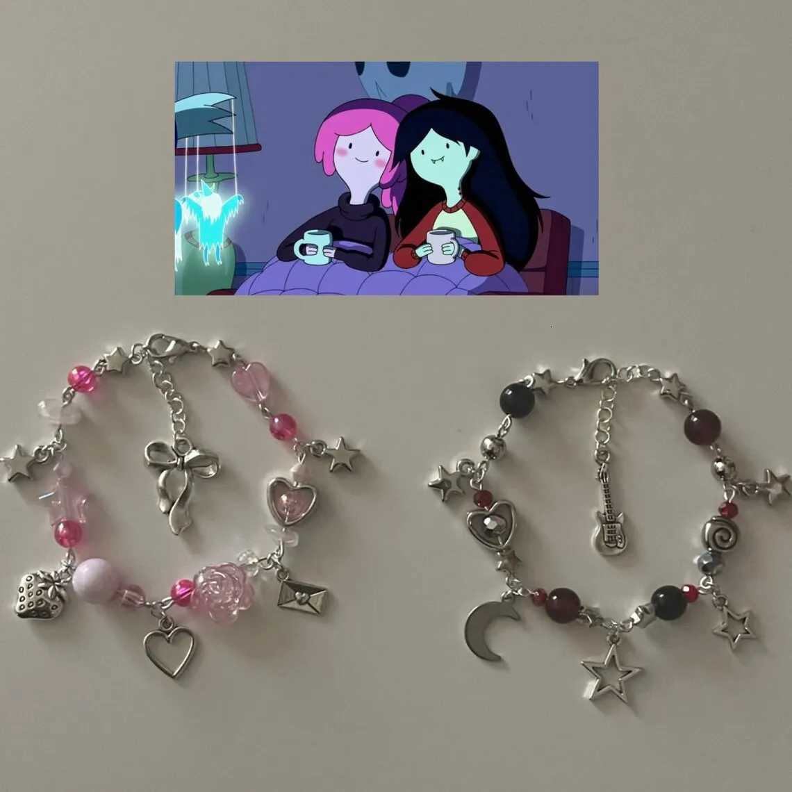 Handmade Girlfriend Pink Princ Matching Bracelets Y2K Marceline Princ Bubblegum Inspired BraceletsXJ250904