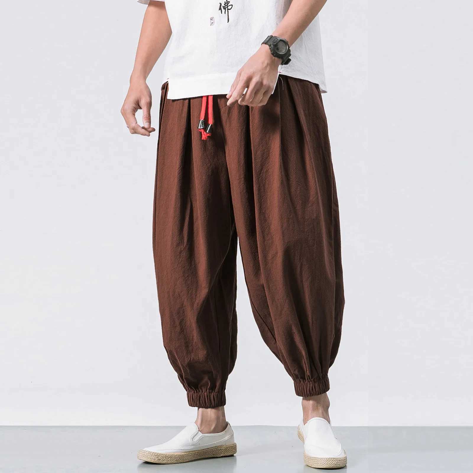 New Oversize Men Loose Harem Pants Autumn Chinese Linen Overweight Sweatpants High Quality Casual Brand Trousers MaleXJ250904