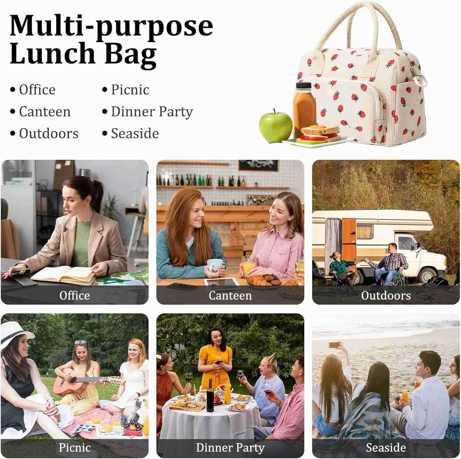 Insulated Lunch Bag for Women Men Large Reusable Lunch Box Adult Leakproof Portable Cooler Tote Bags for Work PicnicW250904
