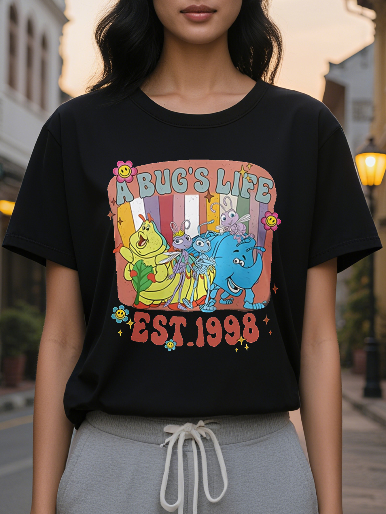 100% Cotton T-Shirt Women's Short Sleeve Round Neck Slim Fit New Fashion Spring Summer American Printed Pattern