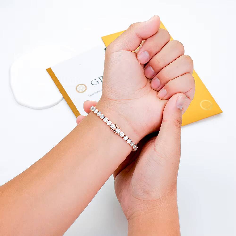 Sparkling 5mm Moissanite Tennis Chain Bracelet High Quality DVVS for Women Men Perfect Wedding Anniversary Gift