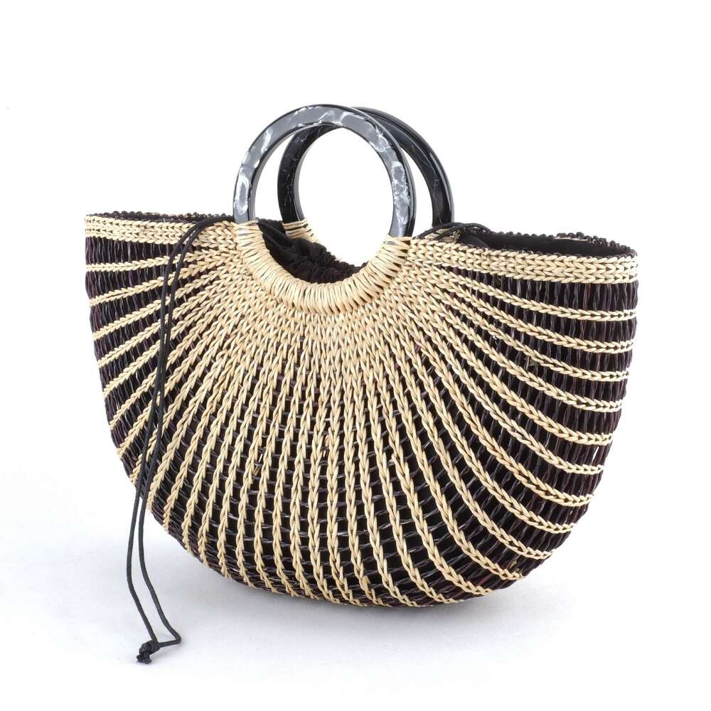 Fan-shaped Straw Shell Bag | Luxury Vacation Style Handbag
