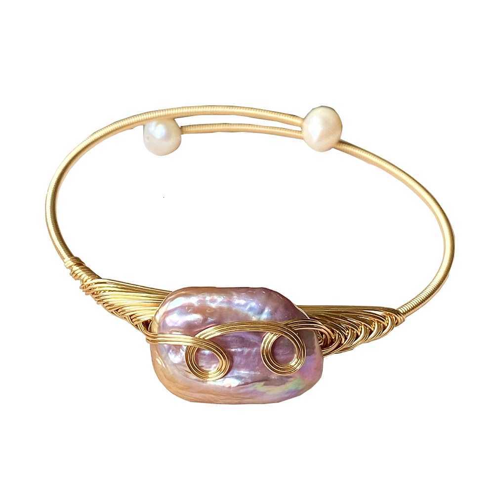 1pc Irregular Baroque Pearl Bracelet for Women Rectangular ishPurple Adjustable Pearl Bracelet Jewelry Gifts Y250904