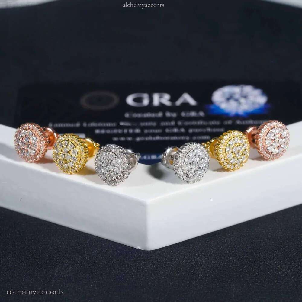 Ready to Ship Earring Fine Jewelry Gold Plated Sterling Sier VVS Moissanite Dia Screw Stud Earrings