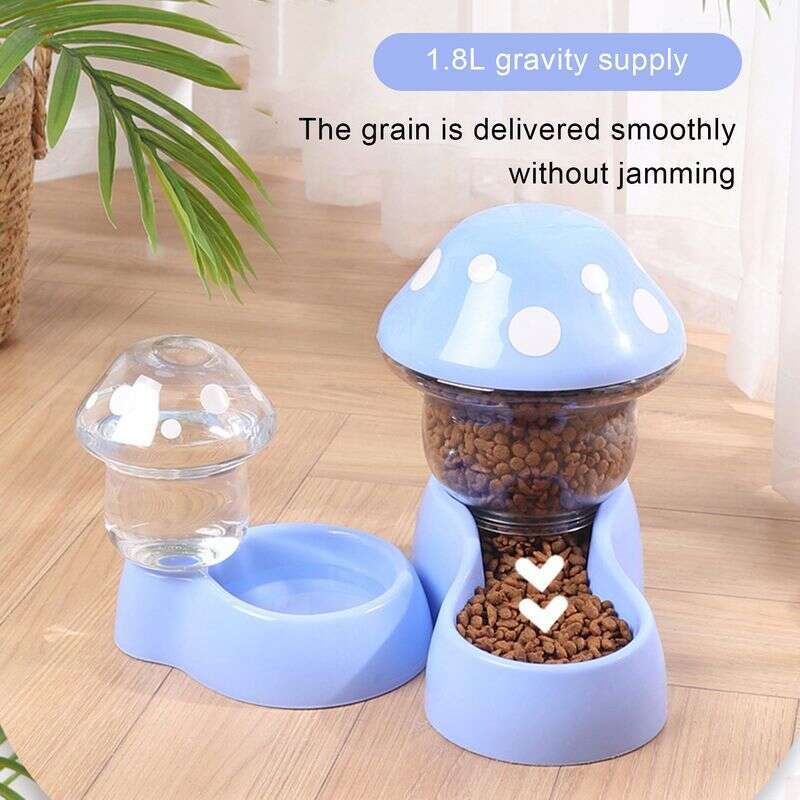 famous brand Guangying Set Feeder Auto Replenishment Large Capacity Mushroom Shape Dog Cat Water Food Container Pet Supplies