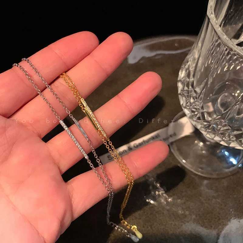 925 Sterling Silver Electroplated 14K Gold Doublelayer Layered Exquisite Zircon Bracelet for Women Temperament JewelryXJ250904