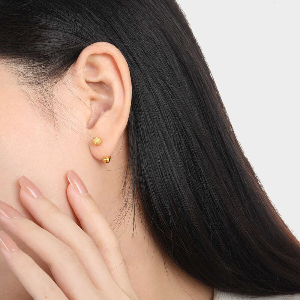 Korean Style Niche Minimalist Ins New Matte Bead U-Shaped Ear Bone Stud Fashion Personality Twist Screw Titanium Steel Earrings