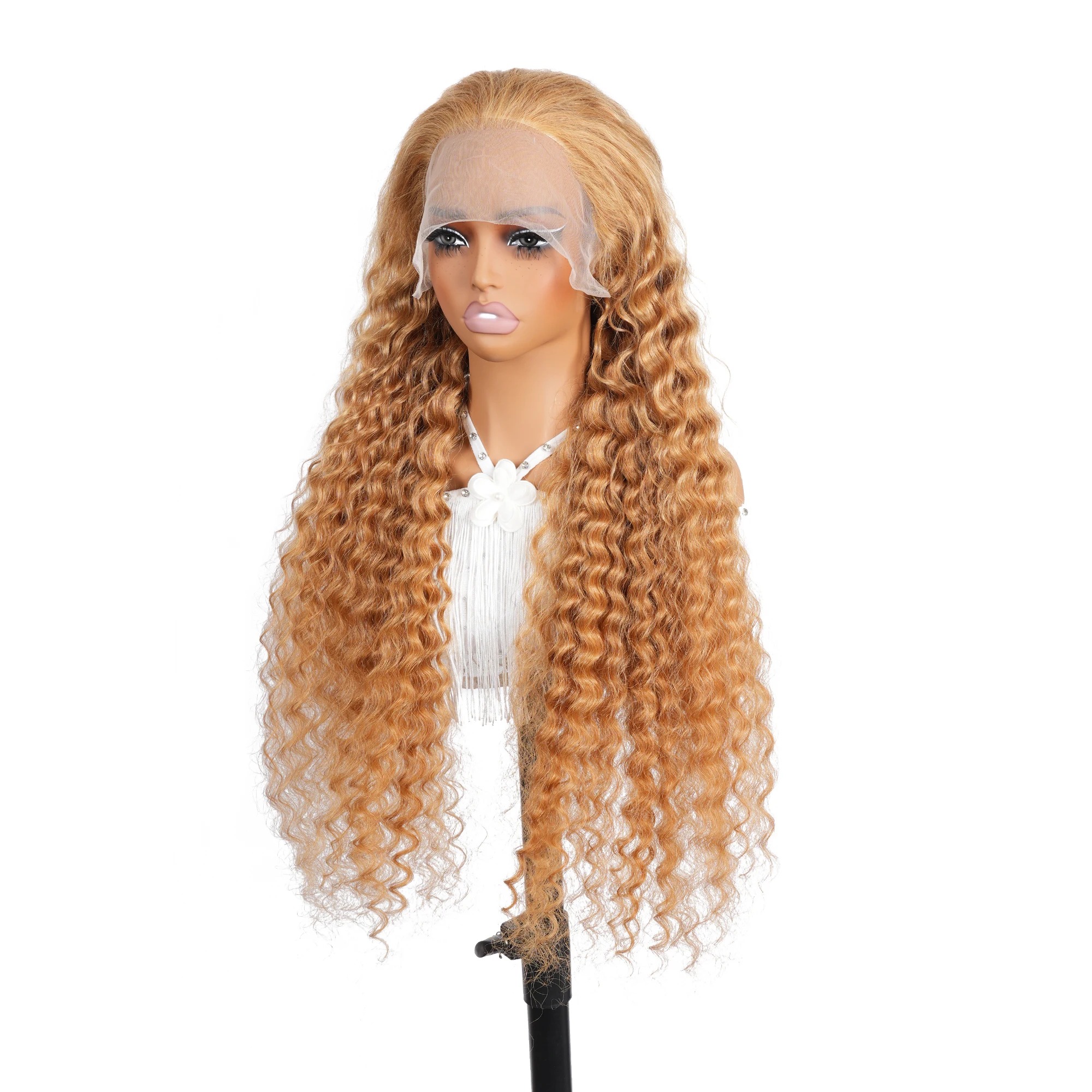 Honey Blonde Wig Deep Wave Lace Frontal Wigs Human Hair 27 Color Blonde Curly 13x6 Hd Lace Front Wig PrePlucked Ready To Wear