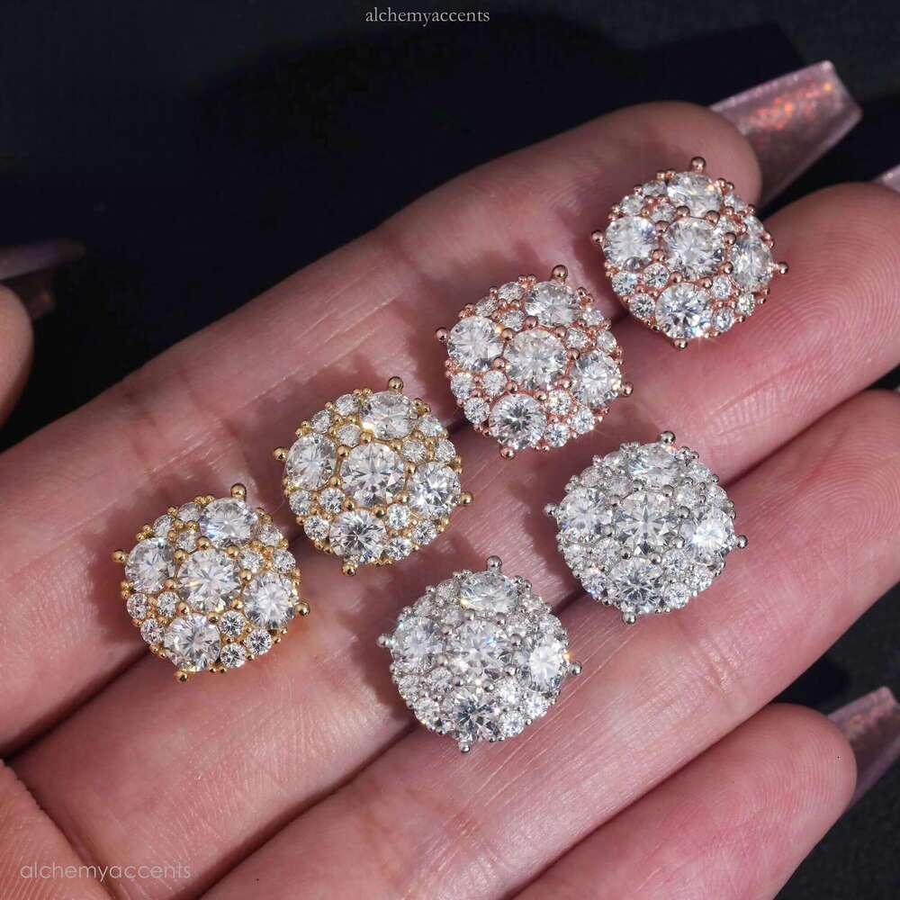 12mm GRA Certificate Iced Out Fashion Earring Hip Hop Jewelry Sier Round VVS Moissanite Dia Stud Earrings