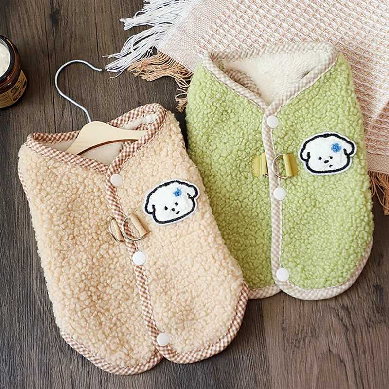 Animal Pattern Dog Clothes Bichon Frise Warm Vest Teddy Winter Solid Color Open Button Shirt Yorkshire Cartoon et W250904