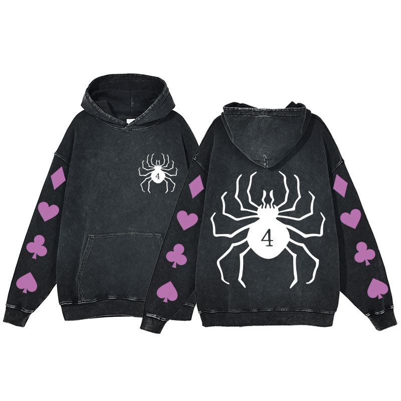 2025 Fall/Winter New Arrival: Anime Hunter X Hunter Washed Vintage Print Street Retro Hoodie - VT2717