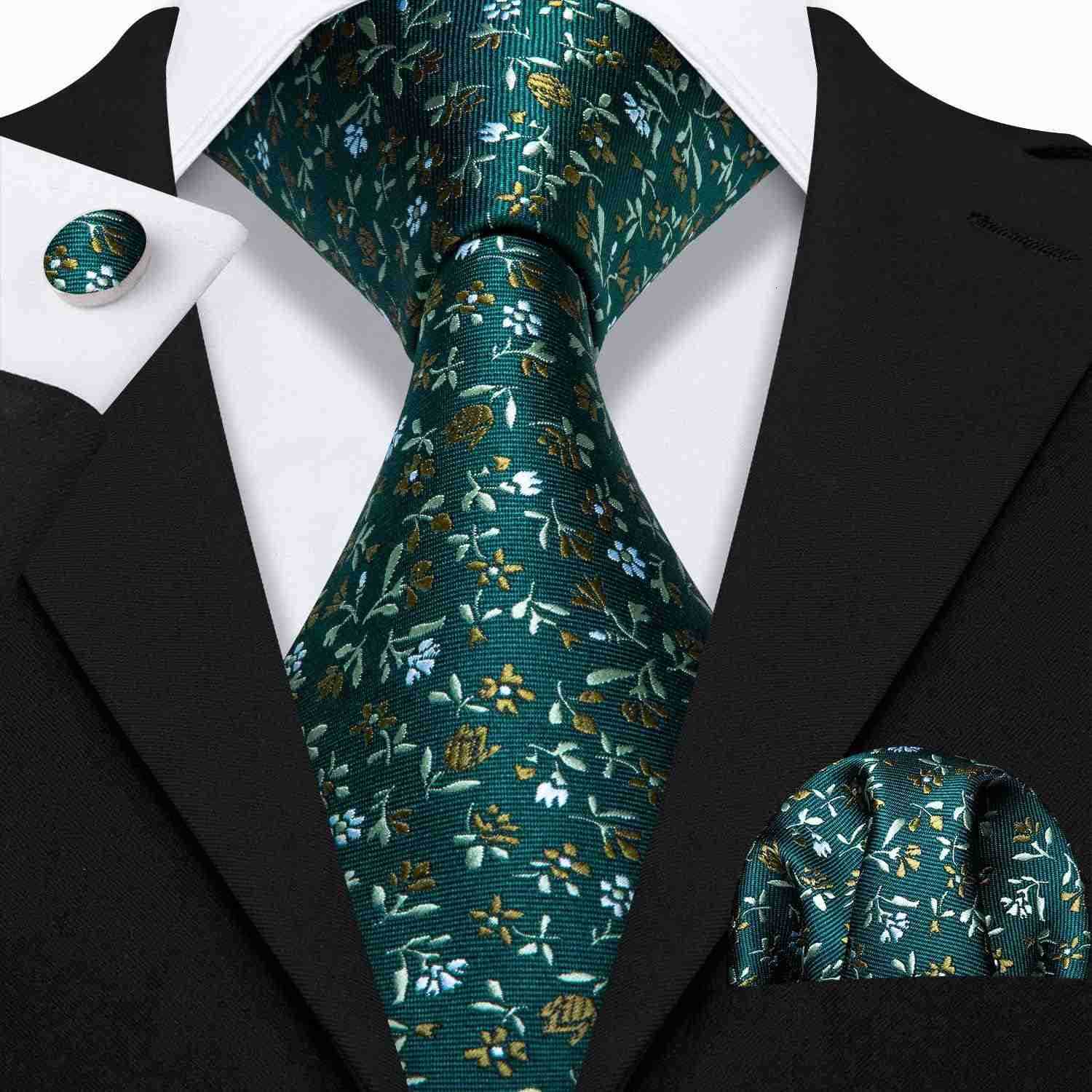 Ties for Men Silk Tie Sets Polka Dot Woven Necktie Pocket Square Cufflinks Business WeddingW250904