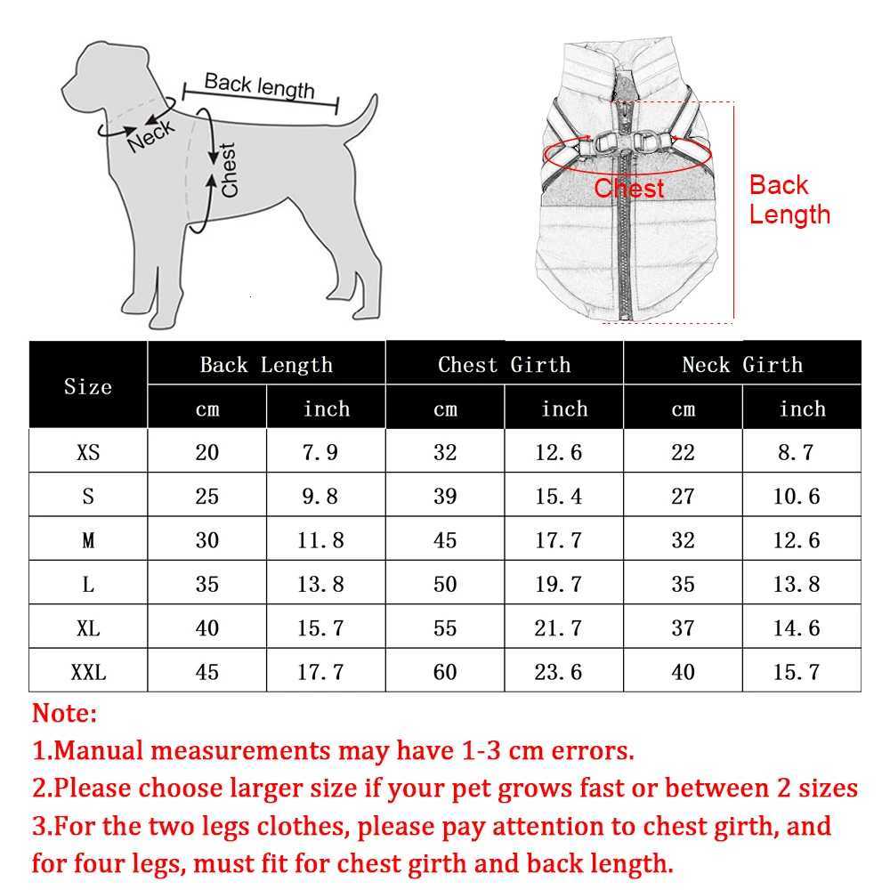 Warm Dog Clothes with Harness Reflective Waterproof Dogs et Padded Soft Dog Coat Apparel Windproof Yorkies Labrador Costumes W250904