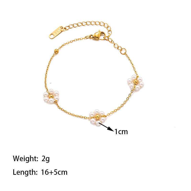 New Style Pearl Flower Titanium Steel Necklace Collarbone Chain for Women Lightweight Design Bracelet Jewelry