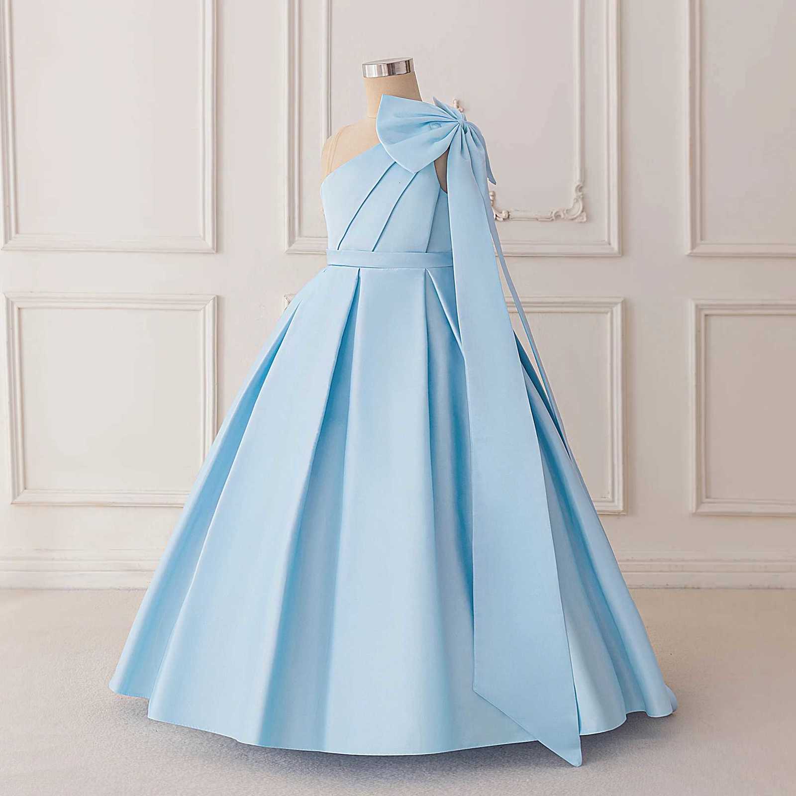 Fashion Bow Bridesmaids Party Girls Dress Elegant Wedding Birthday Princess Prom Dresses for Girl Gala First Communion Costumes Z250904