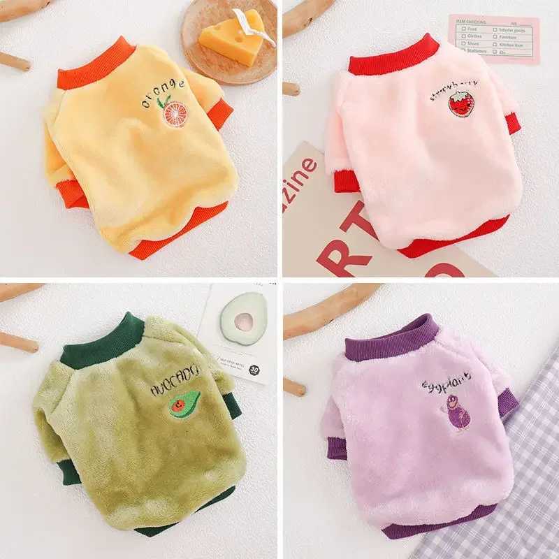 Warm Fleece Pet Clothes Cute Fruit Print Coat Small Medium Dog Cat Shirt et Teddy French Bulldog Chihuahua Winter Outfit W250904