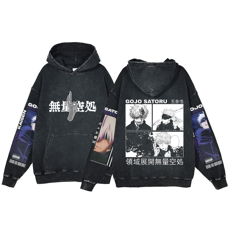 Anime Jujutsu Kaisen Fall/Winter New Arrival Hoodie Printed Harajuku Washed Hooded Sweatshirt Men's - VT2746