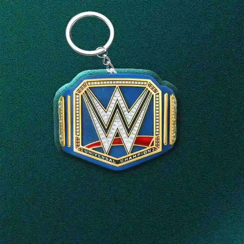 In Stock championship gold belt Printed Keychain Wrestling Peripheral doublesided pendant Keychain 250904