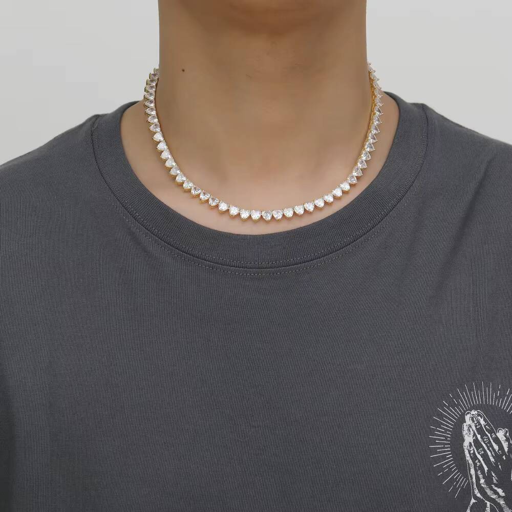 Hot Sale 66mm Pink Girl Cz Heart Shape Necklace Zircon Ice Crystal Necklace Cheap Necklace Chains