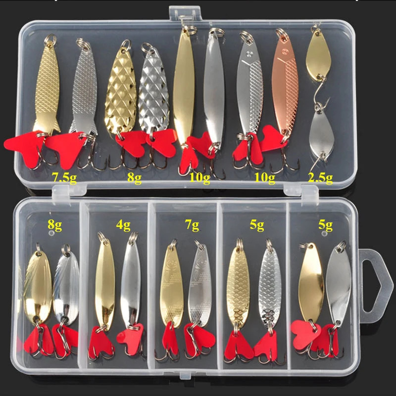 Brilliant Metal Jig Spoon Fishing Lure Set 10202535pcs Wobblers Kit Pike Spoon Bait Fishing Tackle Pesca Isca Artificial 250904