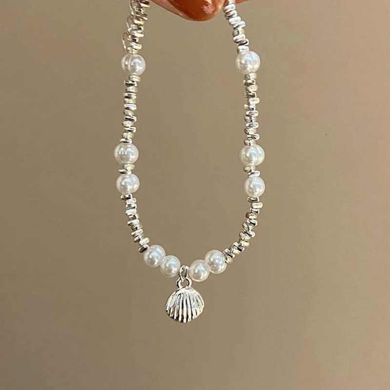 Rantic Shell Pearl Bracelet for Women Irregular Broken Silver Color Beads Simple Design Bracelet Trend Jewelry Birthday Gifts Y250904