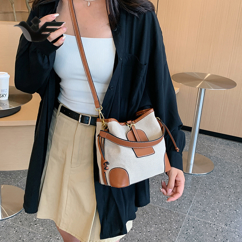 Feiyan Free Shipping New Designer Bag Luxury Shopping Bag Bucket Bag For Women Canvas Color-block Stitching Handbag Mother-daughter Bag Trendy Single 