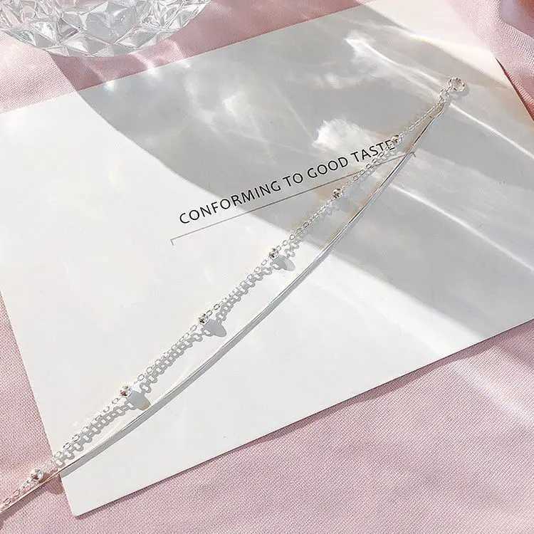 Double layered bracelet for women simple small round bead bracelet student snake bone chain Fashion bracelet jewelryXJ250904