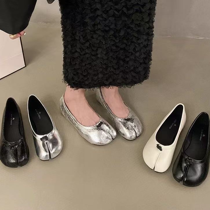 Black Ballets Flats Split Toe Mary Janes Dress Loafers Ballerina New Shoes Women Y250220