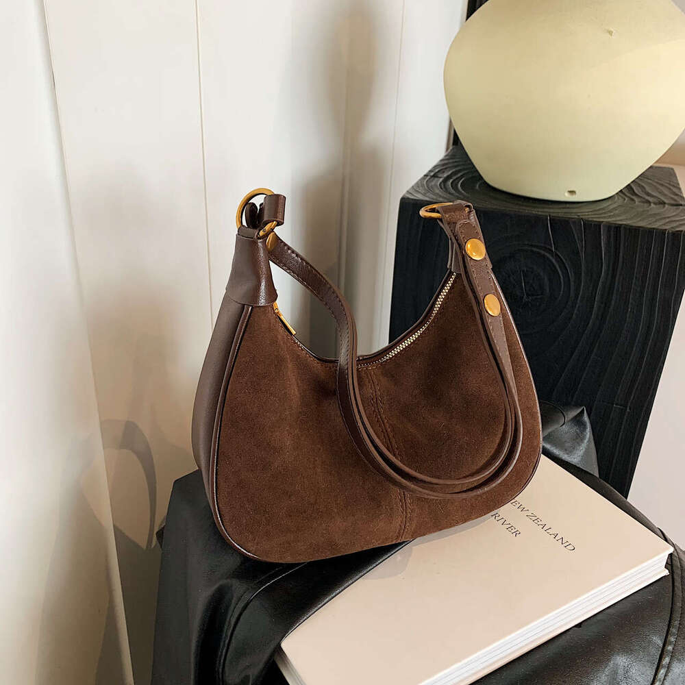 Frosted Design Women's Autumn Winter 2024 Trendy Patchwork Single Shoulder Underarm High-end Stylish Dumpling Bag