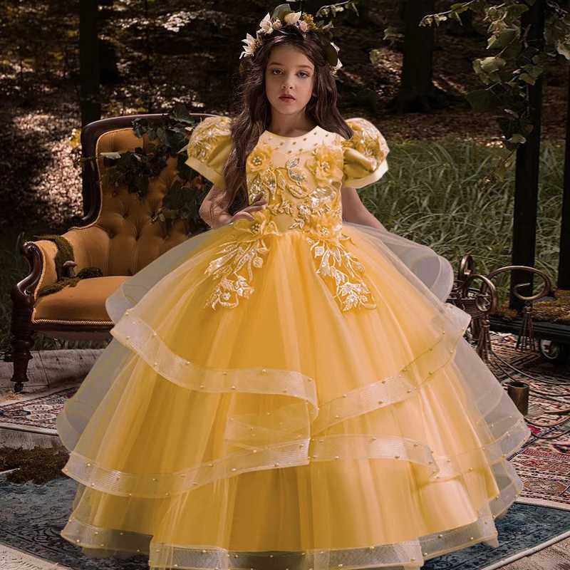 New Flower Girl Wedding Dress Girls Party Dresses Elegant Girl Walking Show Evening Dress 4-12 Years Old Childrens Clothing Z250904