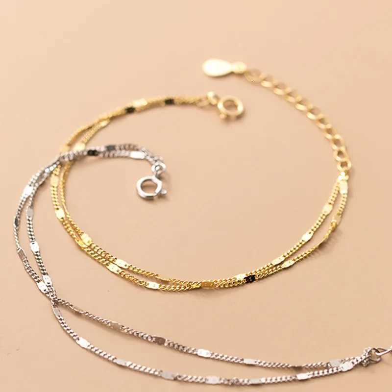 stainl steel Double Layers Simple Bracelet for Women Temperament Elegant Sweet Link Chain Bracelet Jewelry giftXJ250904