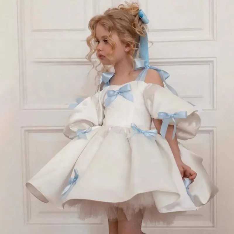 Baby Girl Princess Bow Strap Tutu Dress Infant Toddler Child Vestido Puff Sleeve Christmas Birthday Party Baby Clothes 2-14Y Z250904