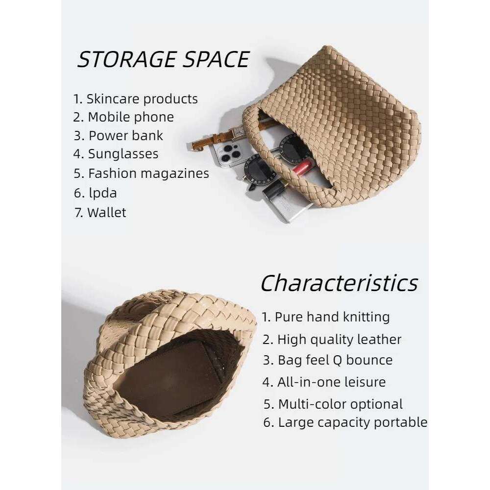 Fashion Women Bags PU Women's Braided Woven Tote Bucket Composite Knitting Chain Bag Designer Bag