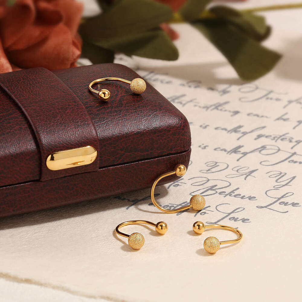 Korean Style Niche Minimalist Ins New Matte Bead U-Shaped Ear Bone Stud Fashion Personality Twist Screw Titanium Steel Earrings