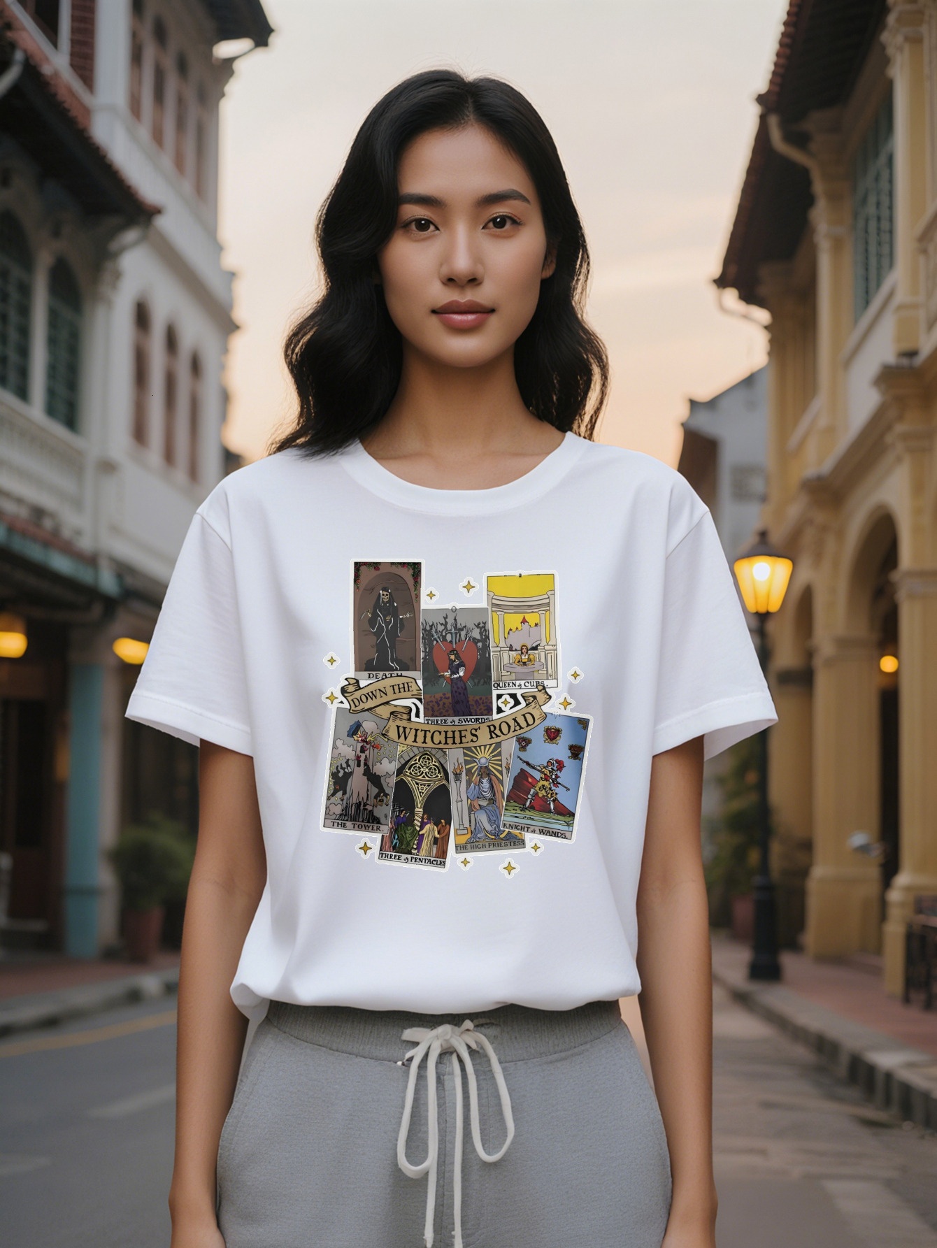 Large XL Lady Vintage Horror Anime Graphic T Shirt Crew Neck Summer Casual Short Sleeve Tee with Slight Stretch Y K Dark Plus Size