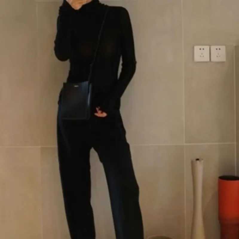 Worsted micro transparent cashmere sweater womens turtleneck slim wool base sweater knitting fallwinter new model M250904